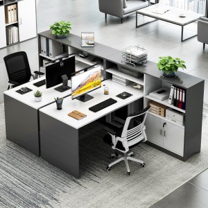 KW01 Style Office Desk - 2-4 Person Luxe Modern Workstation with Storage Cabinet, Executive Office Furniture Combination Desk for Staff