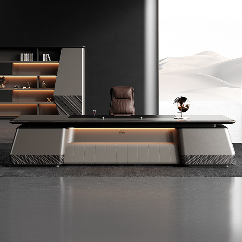 Model DBT006 Luxury Panel-style Manager Single Executive Desk, Chairman's Large Office Desk with Chair Set, Boss Desk